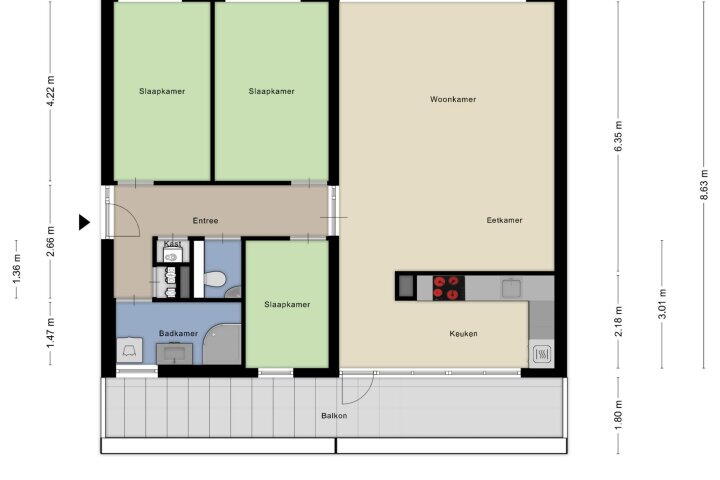 Plattegrond – M.L. Kingstraat 40, Groningen