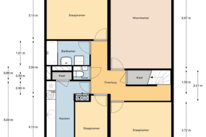 Plattegrond – Monteverdilaan 223, Zwolle