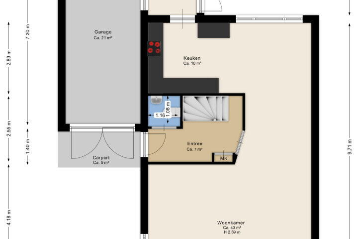 Plattegrond – Morgensterlaan 16, Beilen