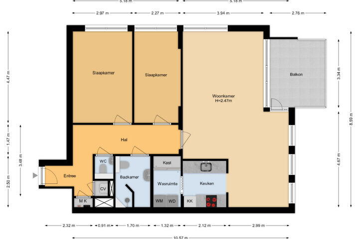 Plattegrond – Mosgroen 291, Zoetermeer