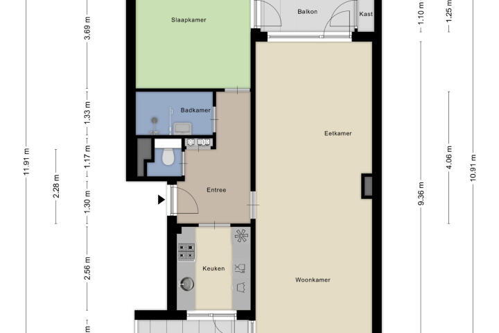 Plattegrond – Mr. Jan Gerritszlaan 37 I, Haarlem