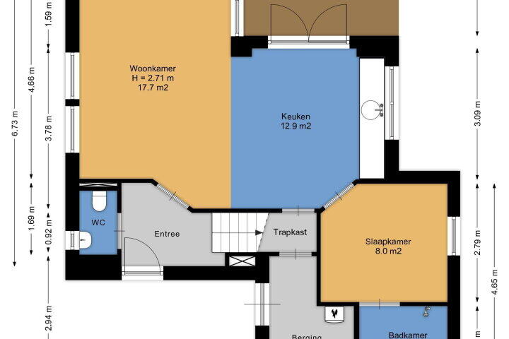 Plattegrond – Mr. J.B. Kanweg 3 8, Witteveen
