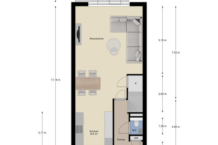 Plattegrond – Muntstraat 15, Huissen