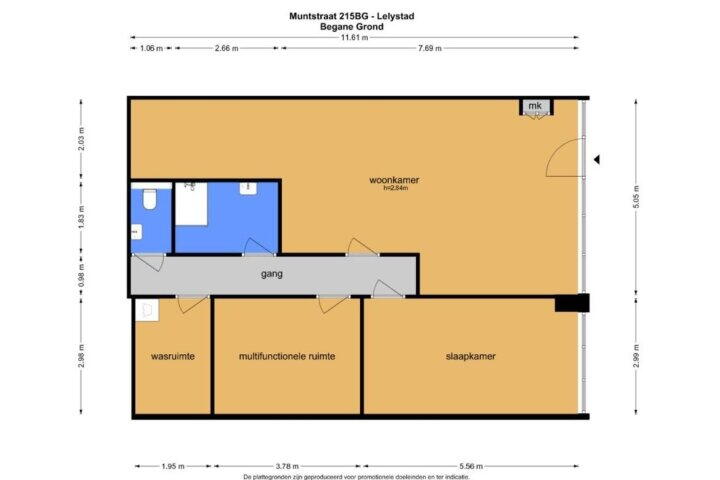 Plattegrond – Muntstraat 215, Lelystad