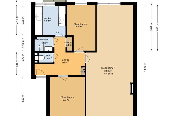 Plattegrond – Nicolaas Beetsstraat 131, Groningen