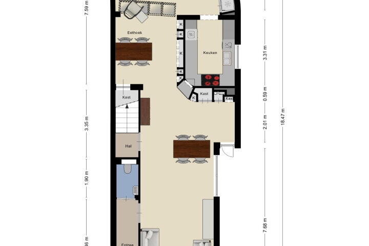 Plattegrond – Nispensestraat 104, Roosendaal
