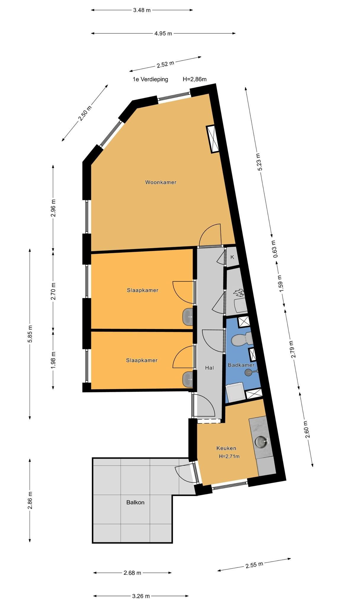 Plattegrond 1 - Noorderbeekdwarsstraat 154, 's-gravenhage