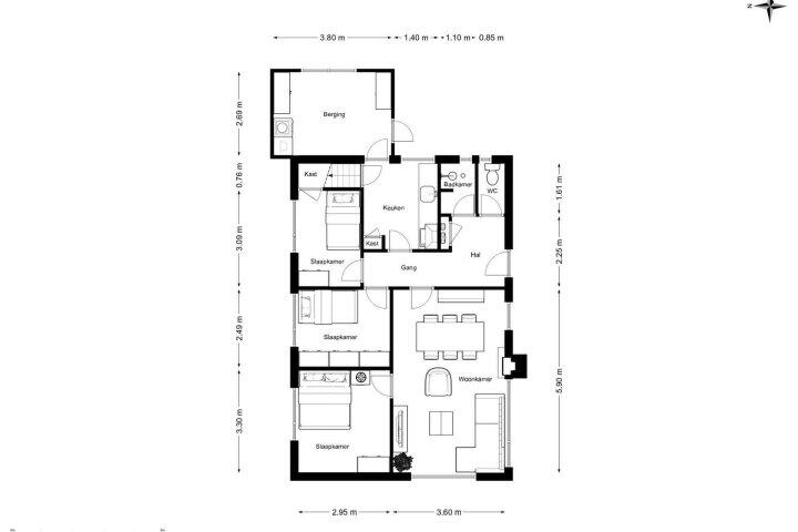 Plattegrond – Noorderend 58, Drachten