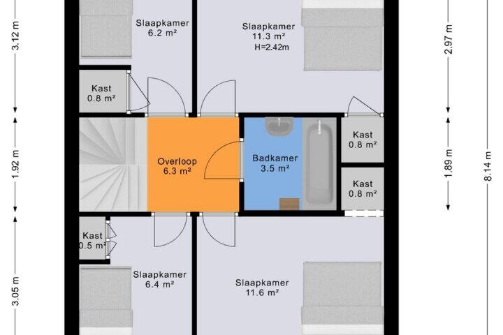 Plattegrond – Obrechtlaan 86, Assen
