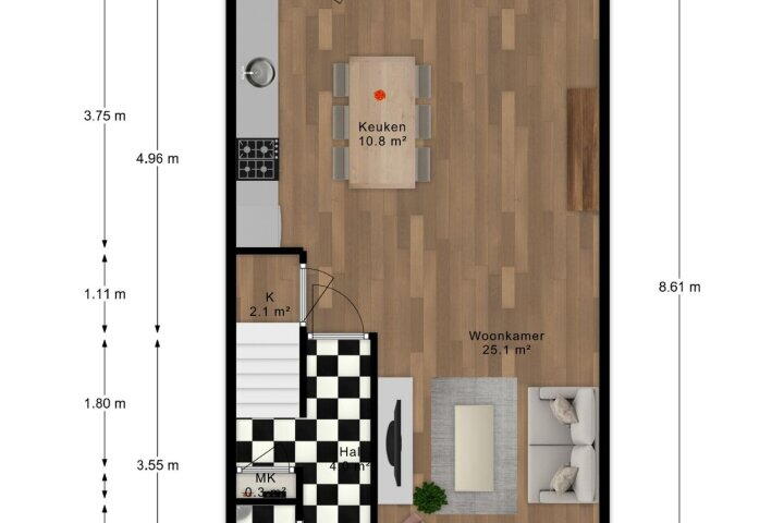 Plattegrond – Oleander 35, Veenendaal