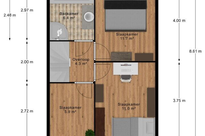 Plattegrond – Oleander 35, Veenendaal