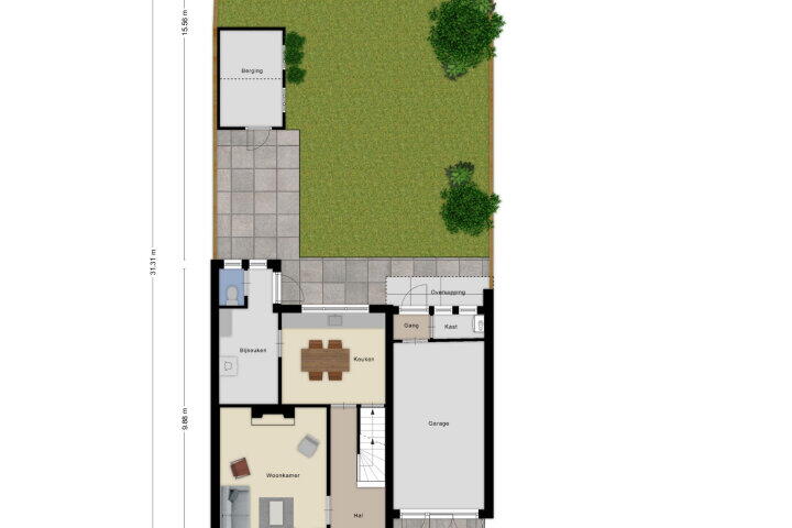 Plattegrond – Ommegangstraat 21, Roosendaal