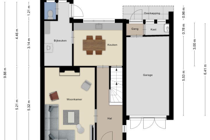 Plattegrond – Ommegangstraat 21, Roosendaal