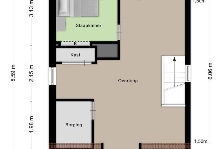 Plattegrond – Ommegangstraat 21, Roosendaal