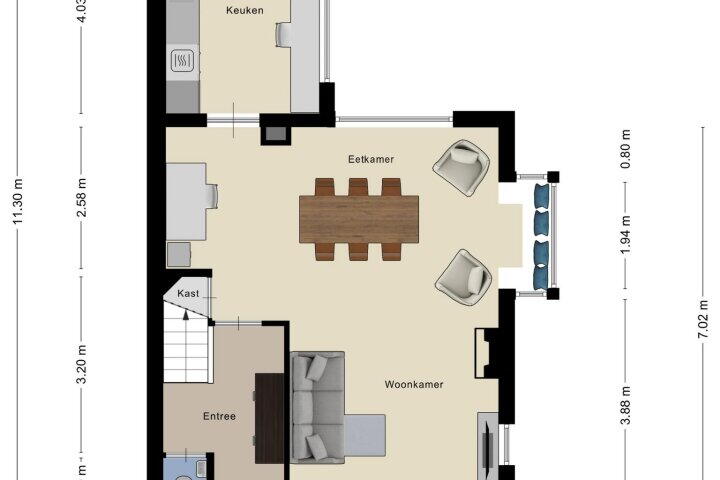 Plattegrond – Ommegangstraat 8, Roosendaal