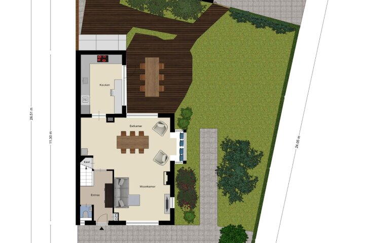 Plattegrond – Ommegangstraat 8, Roosendaal