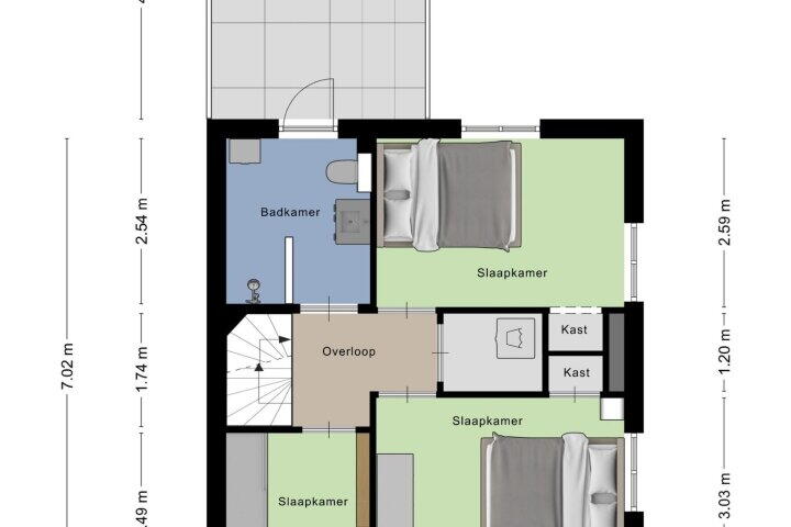 Plattegrond – Ommegangstraat 8, Roosendaal