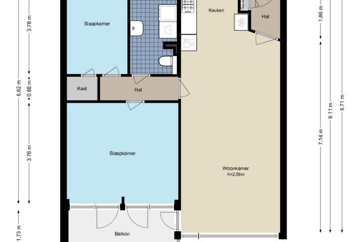 Plattegrond – Oostelijk Halfrond 71, Amstelveen