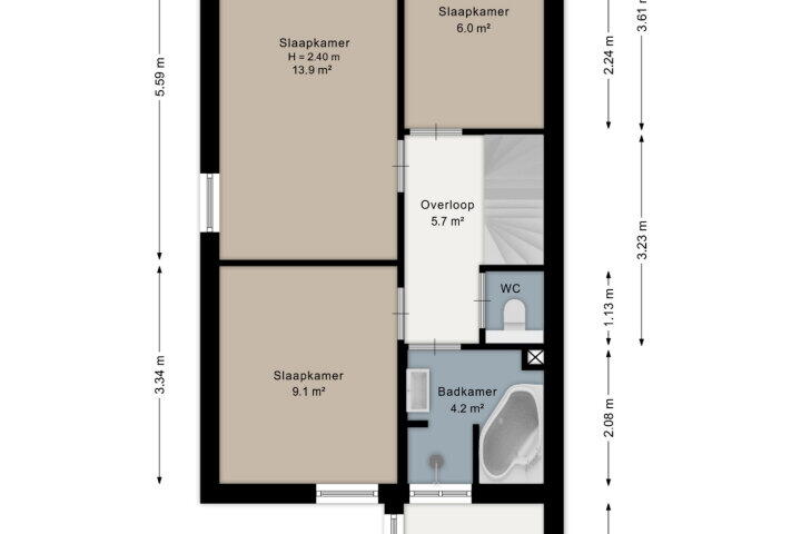 Plattegrond – Oostercluft 59, Steenwijk