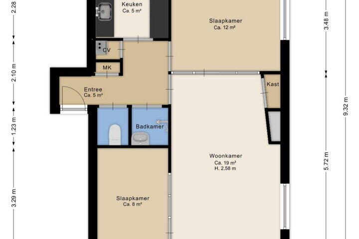 Plattegrond – Oosterpark 69, Assen