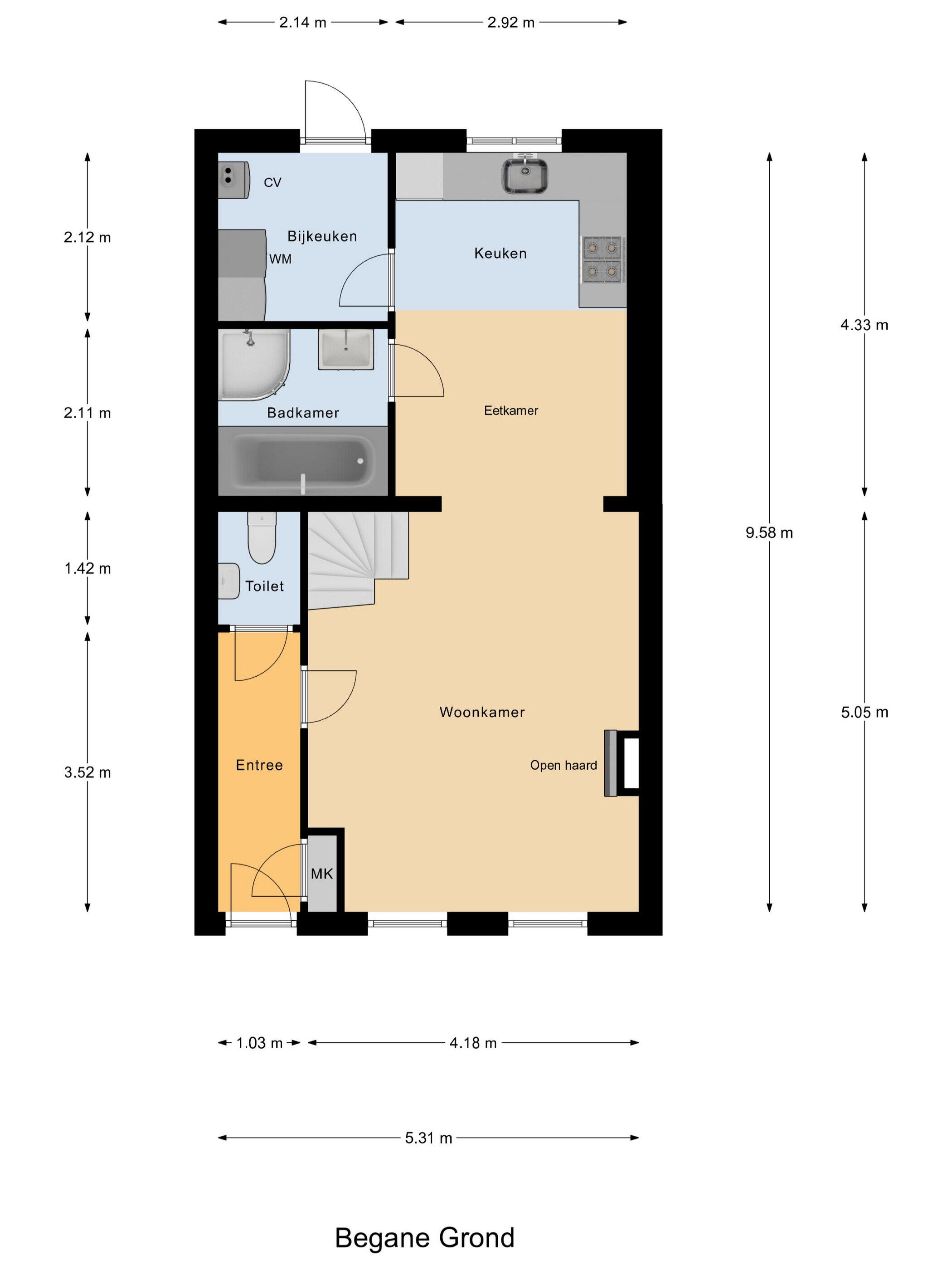 Plattegrond 1 - Ooststraat 34, Kortgene