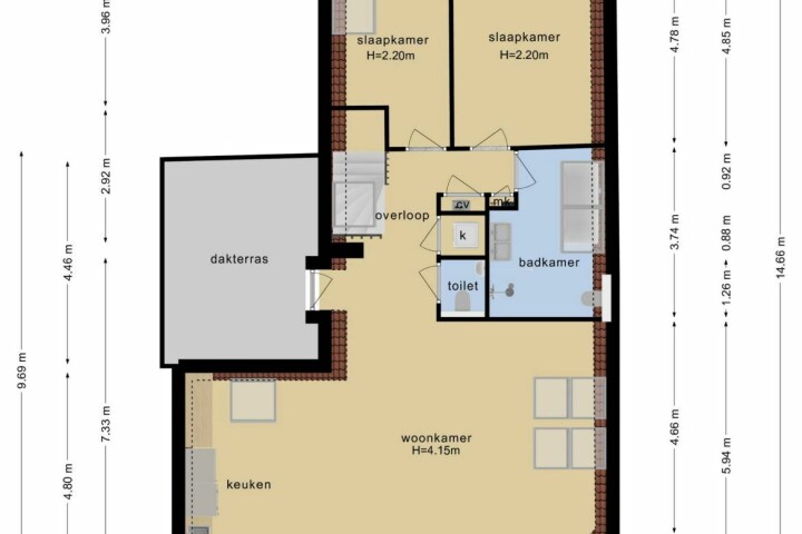 Plattegrond – Oranjestraat 7 M, Velp
