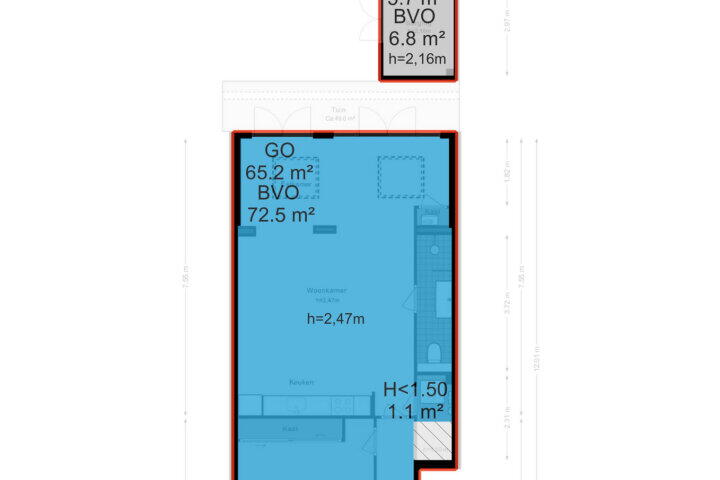 Plattegrond – Orteliusstraat 52 H, Amsterdam