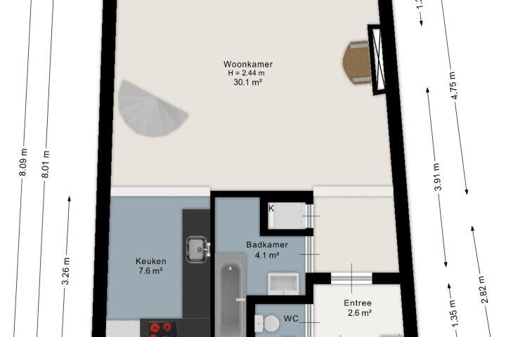 Plattegrond – Orthenstraat 79, 's-hertogenbosch