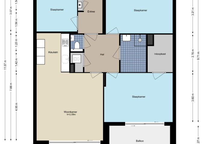 Plattegrond – Ottho Heldringstraat 202 E, Amsterdam