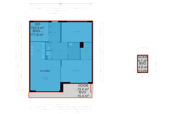Plattegrond – Ottho Heldringstraat 202 E, Amsterdam