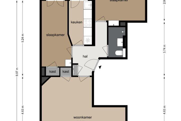 Plattegrond – Oudeschans 43 2, Amsterdam