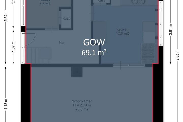 Plattegrond – Oude Steeg 30, Gees