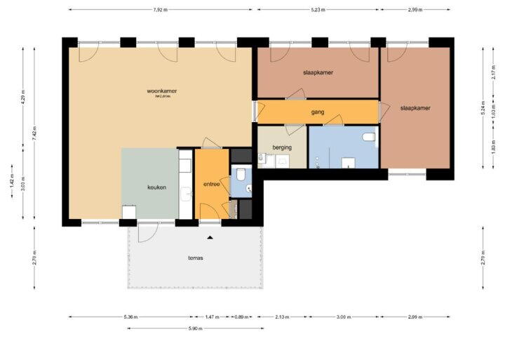 Plattegrond – Overdiep 5 C, Appingedam