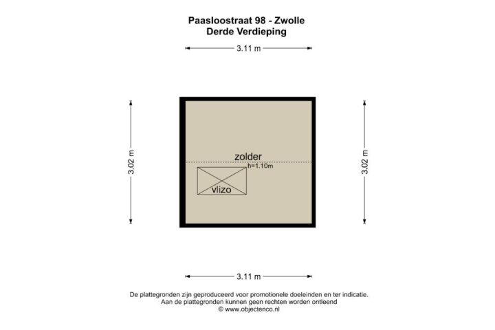 Plattegrond – Paasloostraat 98, Zwolle