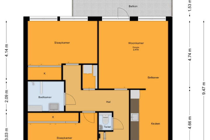 Plattegrond – Paul Kleestraat 98, Almere
