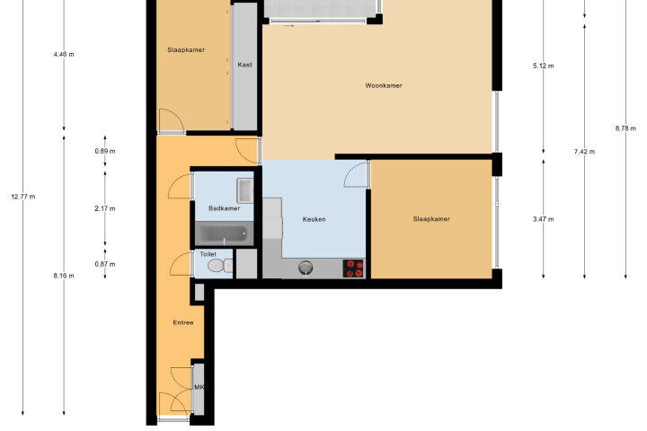 Plattegrond – Paul Krugerstraat 20 506, Vlissingen