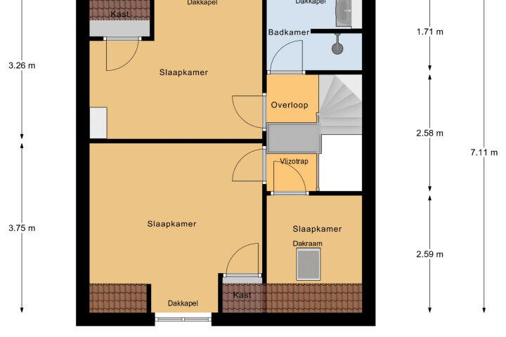 Plattegrond – Paul Krugerstraat 257, Vlissingen
