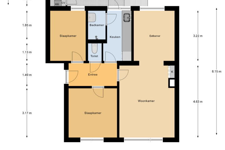 Plattegrond – Paul Krugerstraat 335, Vlissingen