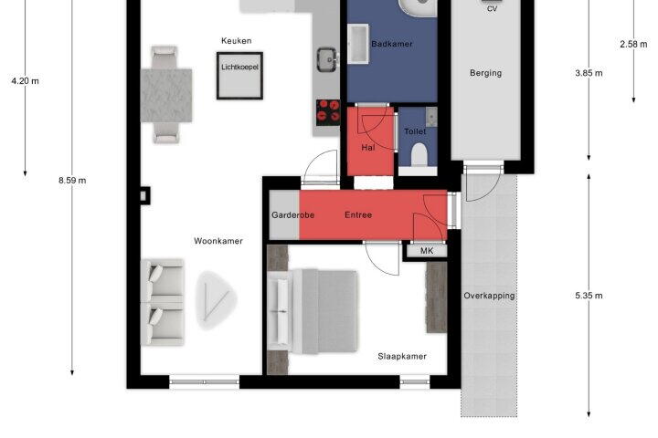 Plattegrond – Peperstraat 1 D, Sevenum