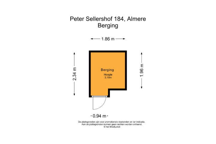 Plattegrond – Peter Sellershof 184, Almere