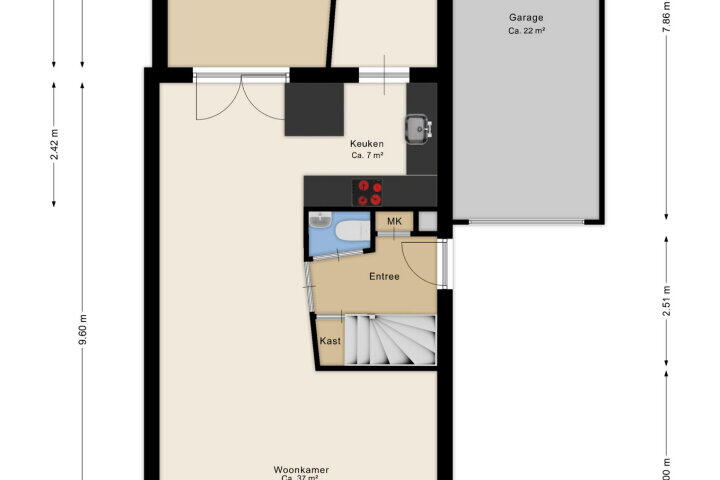 Plattegrond – Planetenlaan 27, Assen