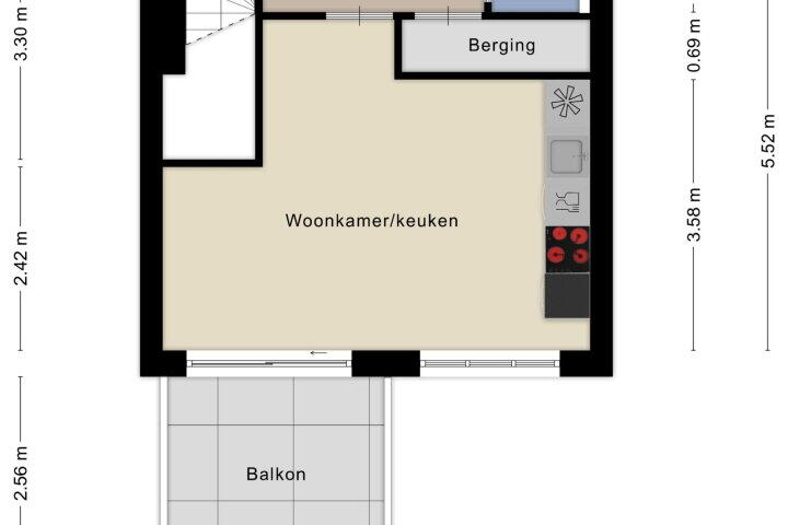 Plattegrond – Poststraat 35, Arnhem