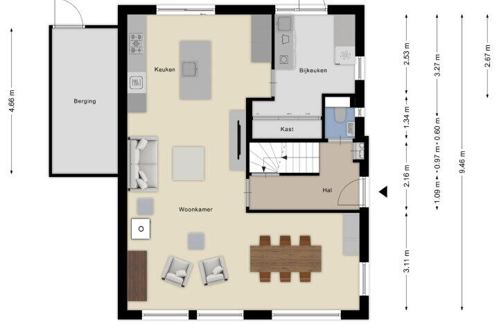 Plattegrond – Prins Bernhardstraat 1, Nispen