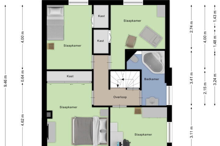 Plattegrond – Prins Bernhardstraat 1, Nispen