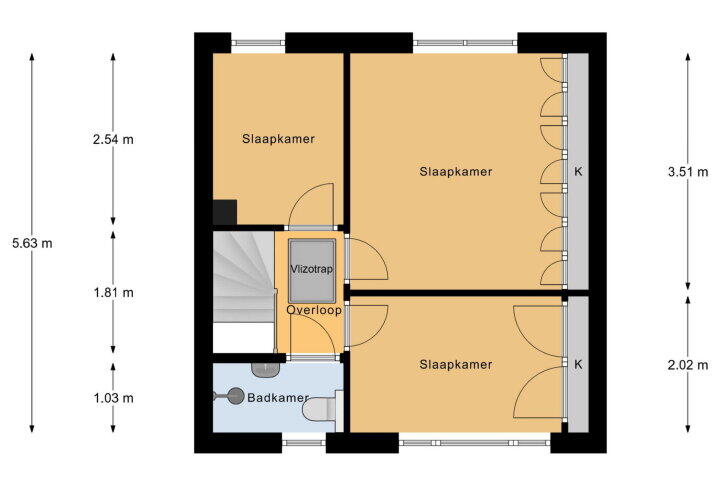 Plattegrond – Prinsenstraat 26, Vlissingen
