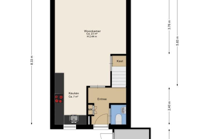 Plattegrond – Prins Mauritsplein 46, Hoogeveen
