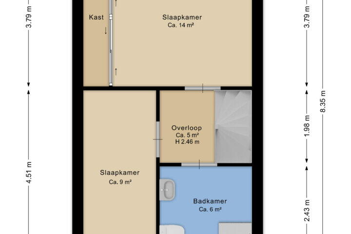 Plattegrond – Prins Mauritsplein 46, Hoogeveen