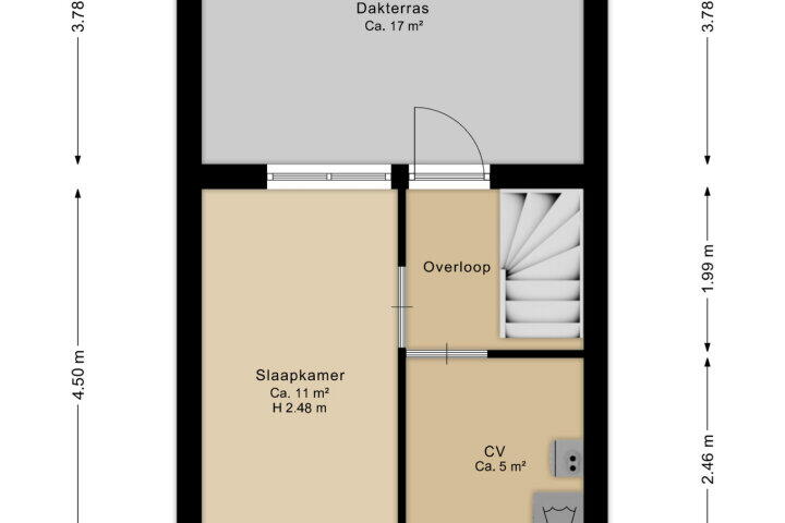 Plattegrond – Prins Mauritsplein 46, Hoogeveen