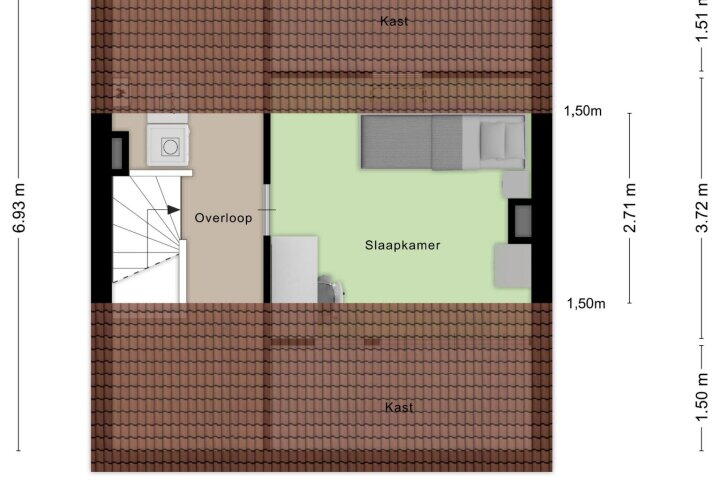 Plattegrond – Prunuslaan 11, Roosendaal