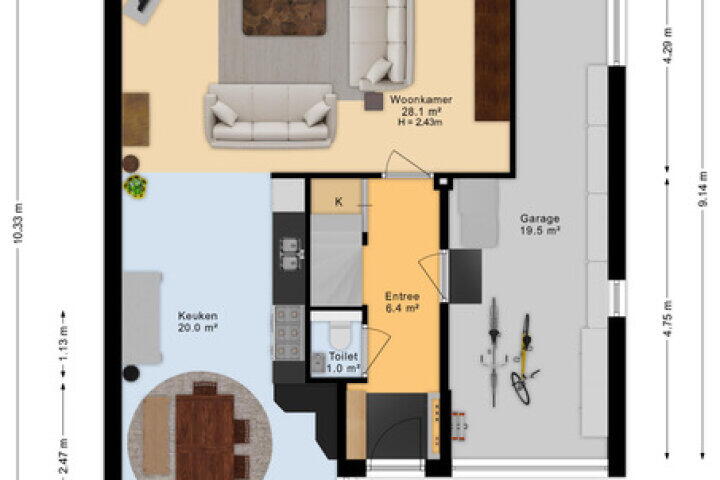 Plattegrond – Quarleshavenstraat 19, Nieuw- en sint Joosland